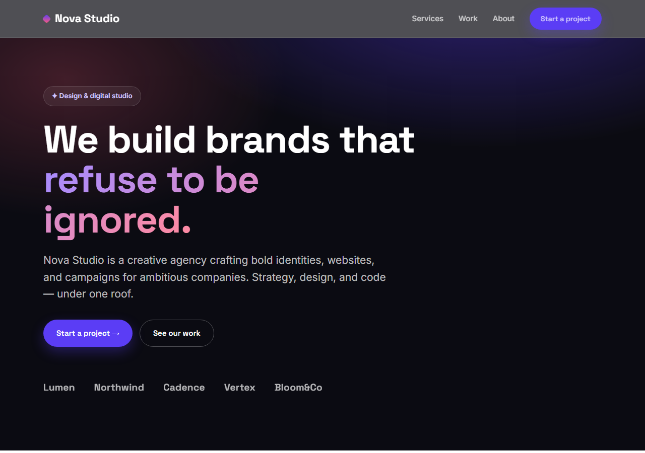 Creative agency website template preview