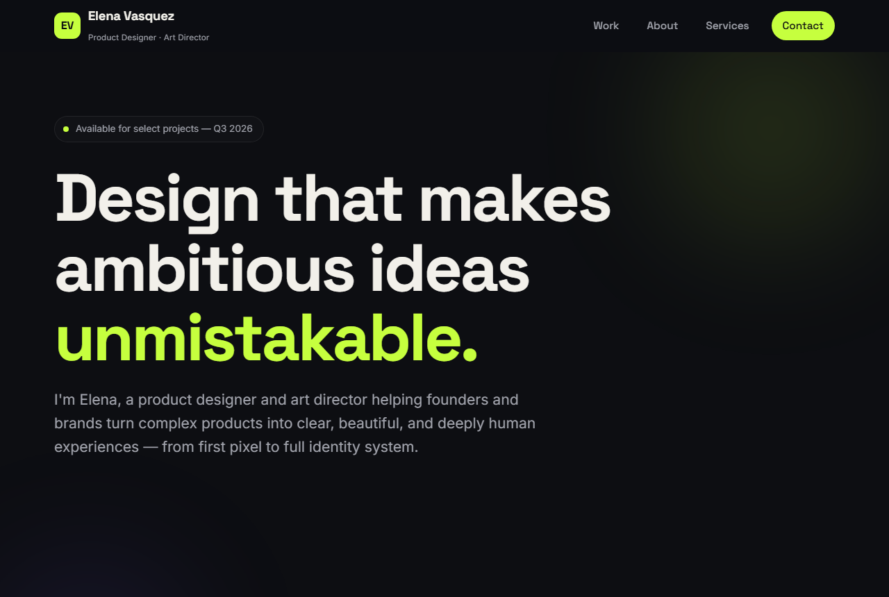 Personal portfolio website template preview